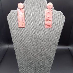 New! Geometric Peach Marble Dangle Drop Earrings